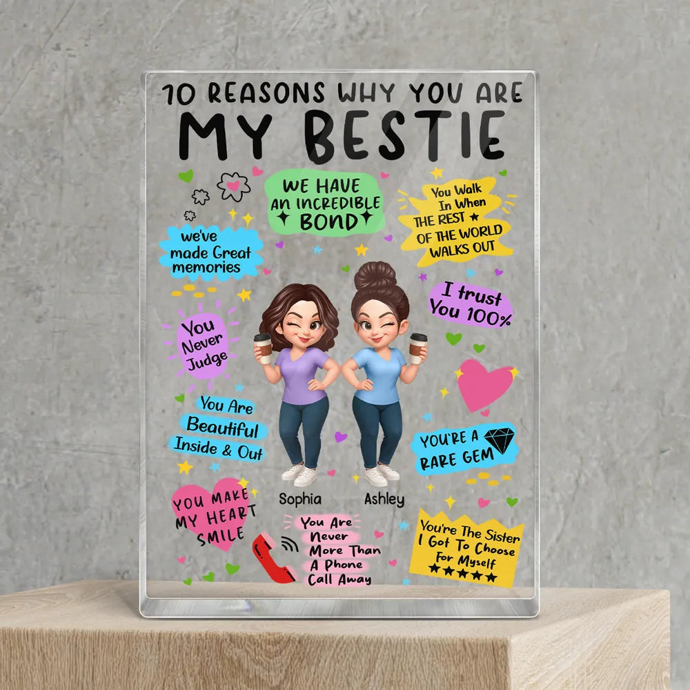 “10 Reasons Why You Are My Bestie” Personalized Acrylic Block Plaque