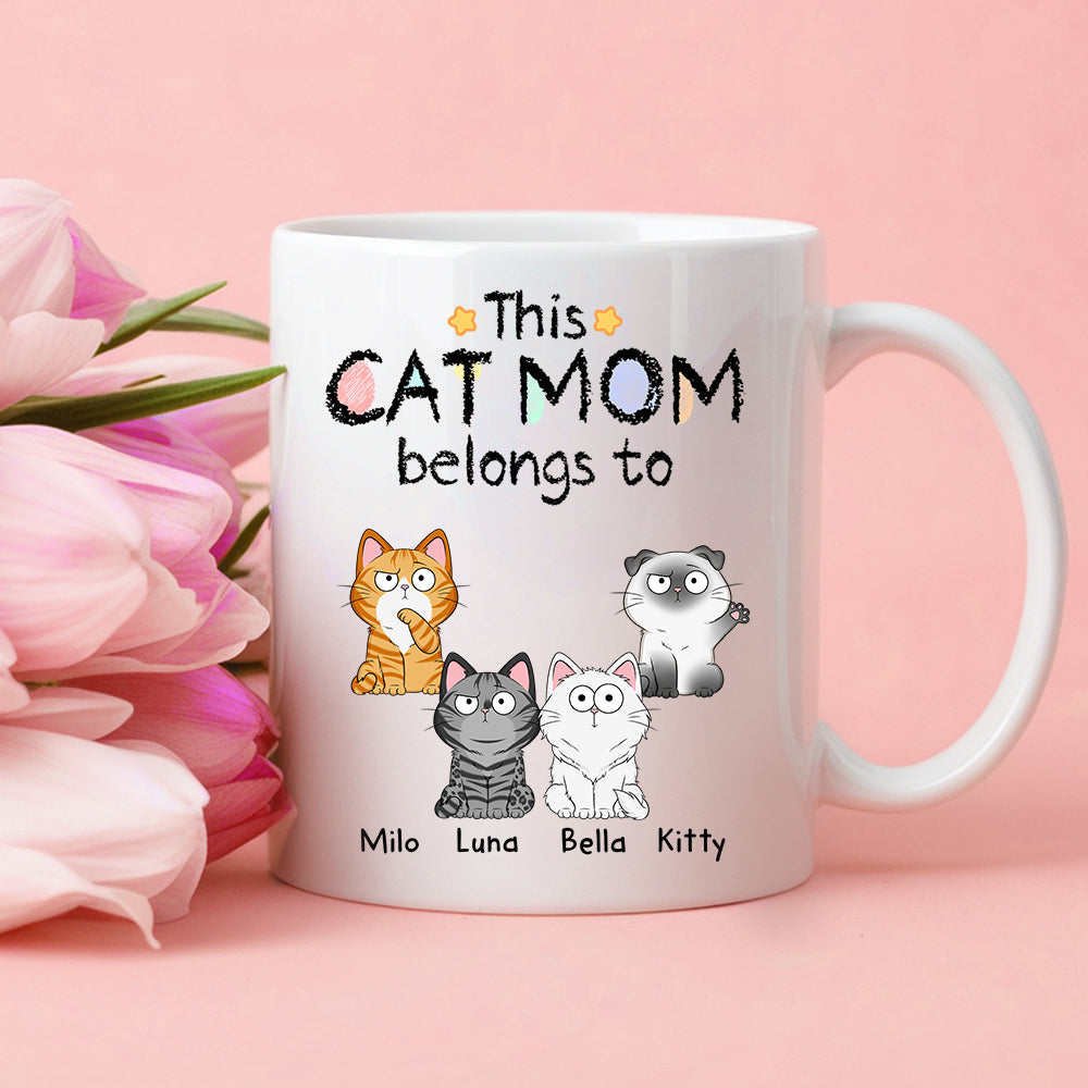 Personalized Cat Mom Keychain - Custom Acrylic Keychain, Cute Cat Illustration, Gift for Cat Lovers