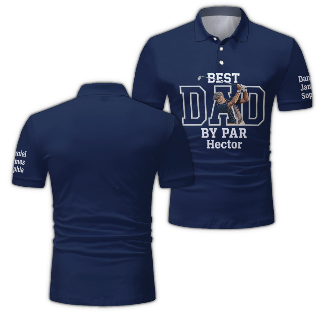Best Dad By Par - Personalized Father Polo Shirt