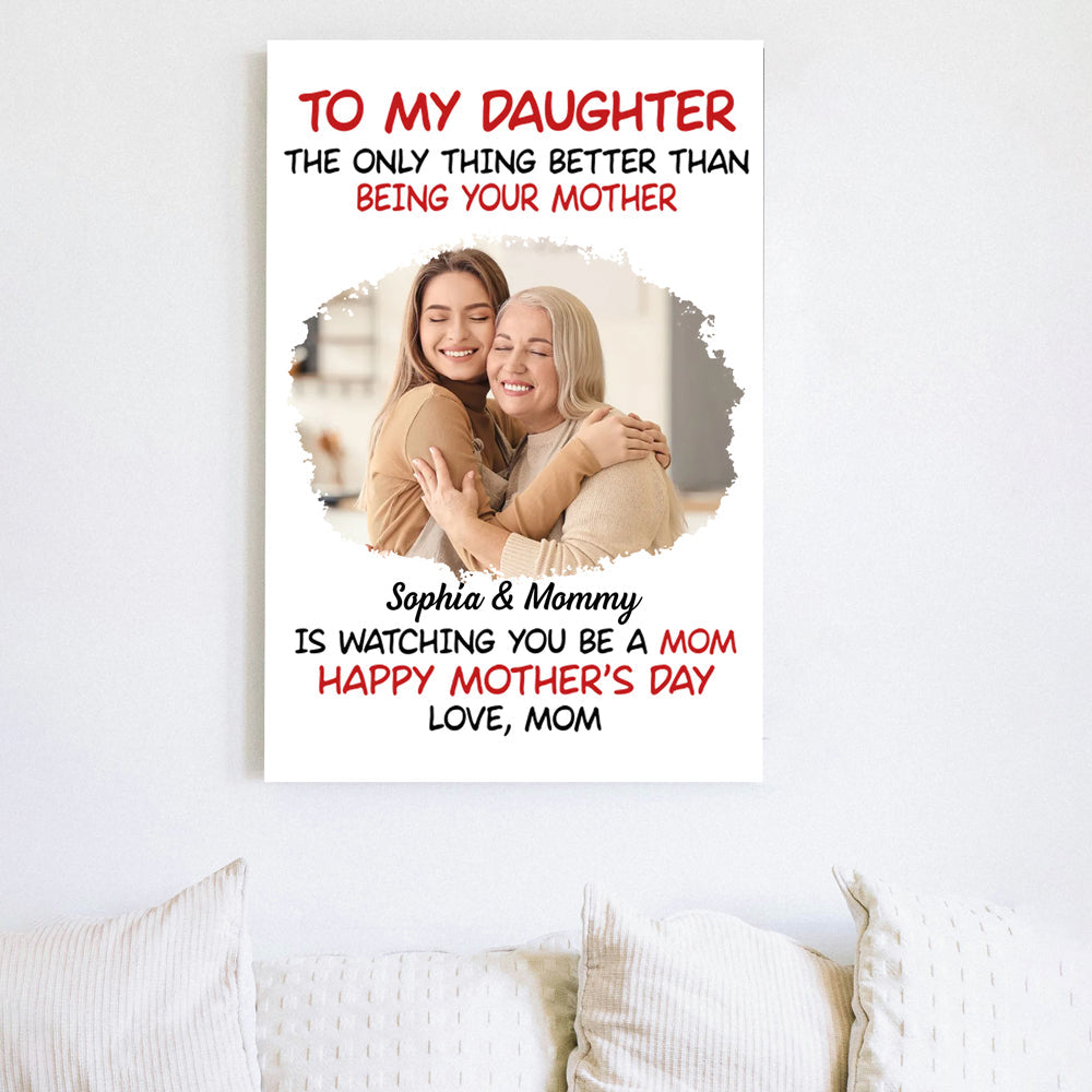 Mother's Day Exclusive Gift – Ceramic Mug, Poster, and Plaque Featuring Hugging Scene with 'To My Daughter, Happy Mother’s Day'