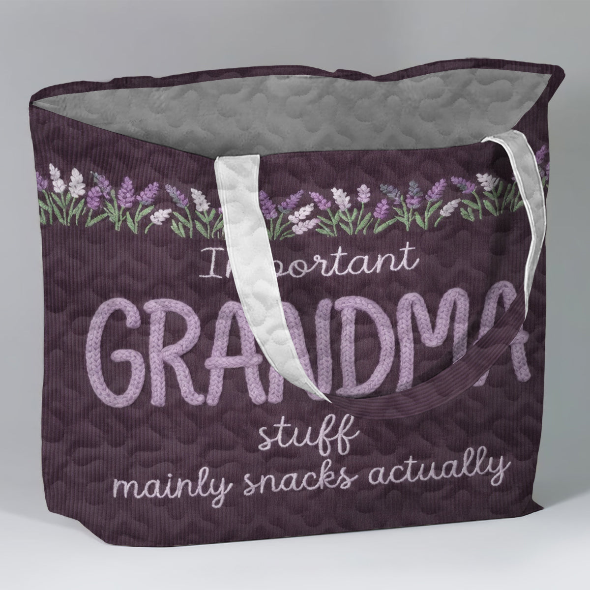 Important Nana Stuff Mainly Snacks Actually - Personalized Grandma Quilted Tote Bag