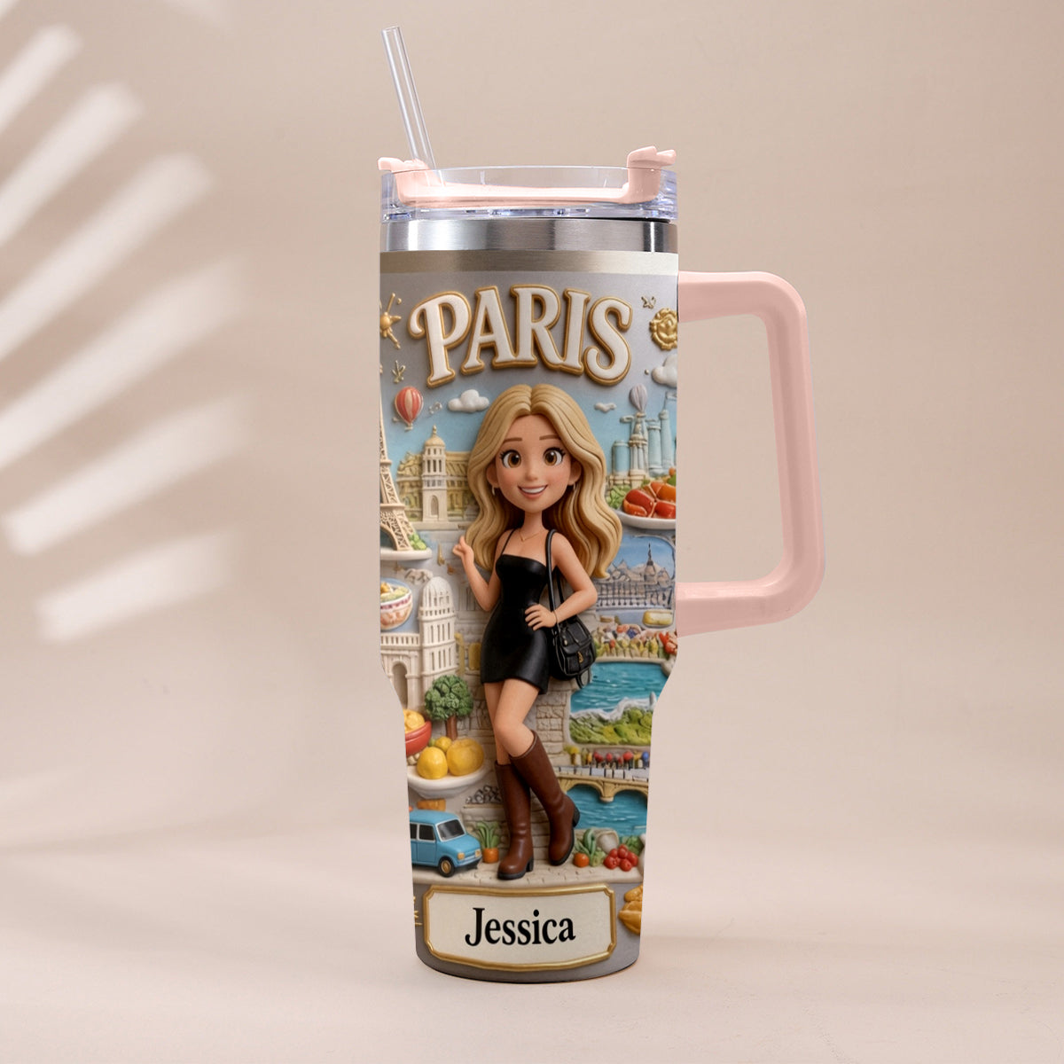Just A Girl Who Loves Travelling - Personalized Travelling Tumbler With Handle