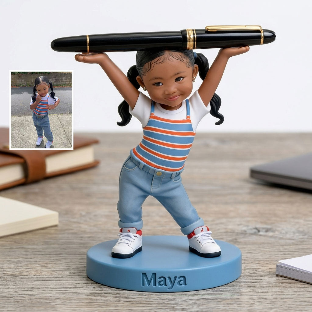Cute Pen/ Bluetooth Earphone Holder Desk Accessories for Parents - Personalized Kid Premium 3D Figurine