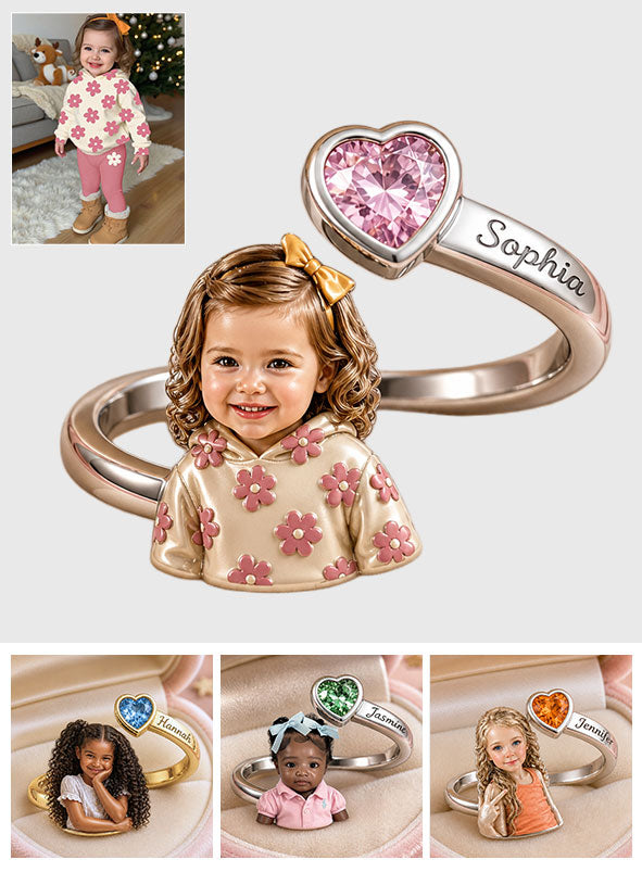 Kid's Birthday Keepsake - Personalized Kid Adjustable Shaped Ring