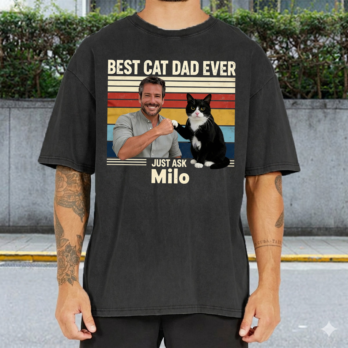 Best Cat Dad Ever - Personalized Cat Wash T-Shirt