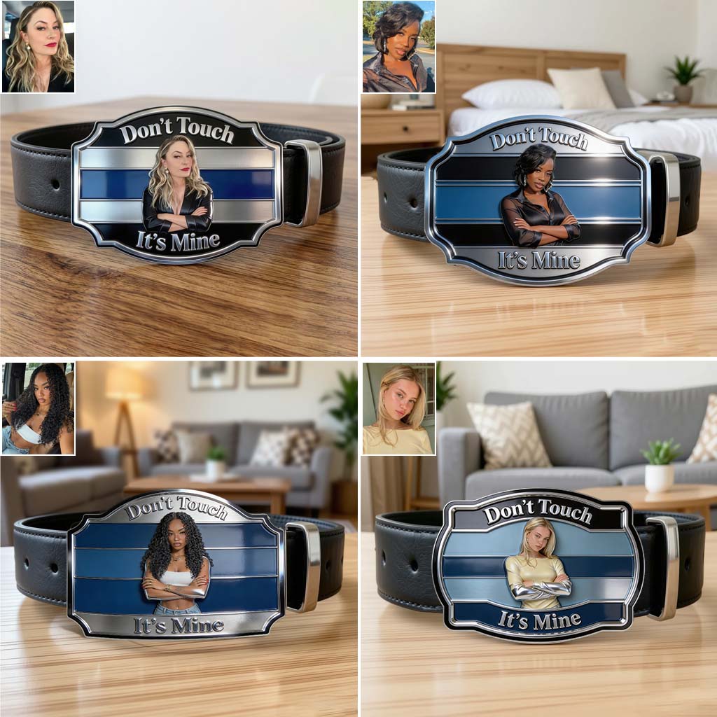 It's Mine - Personalized Couple Leather Belt With Shaped Buckle