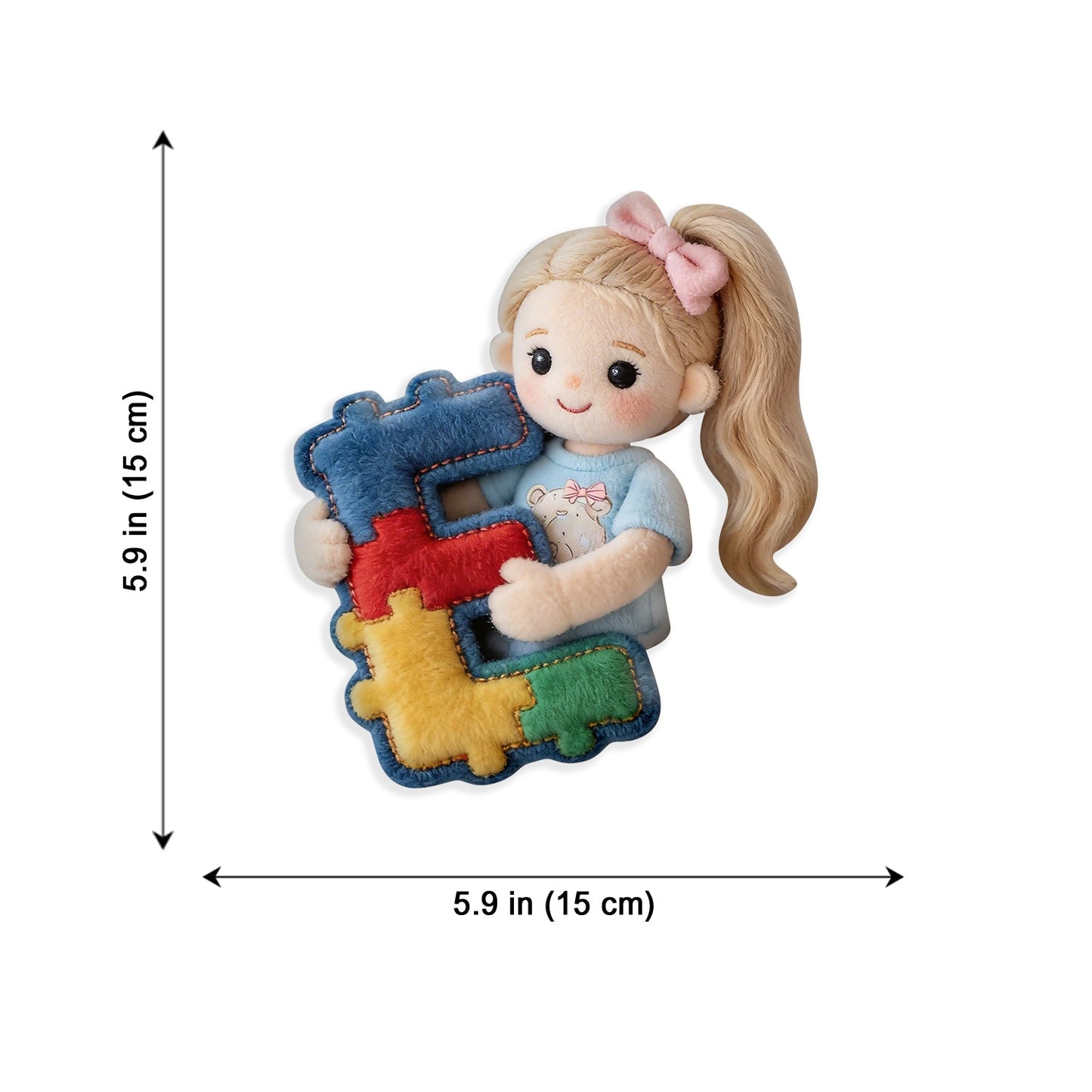 Custom Any Photo, Any Letter - Personalized Autism Awareness Plush Brooch
