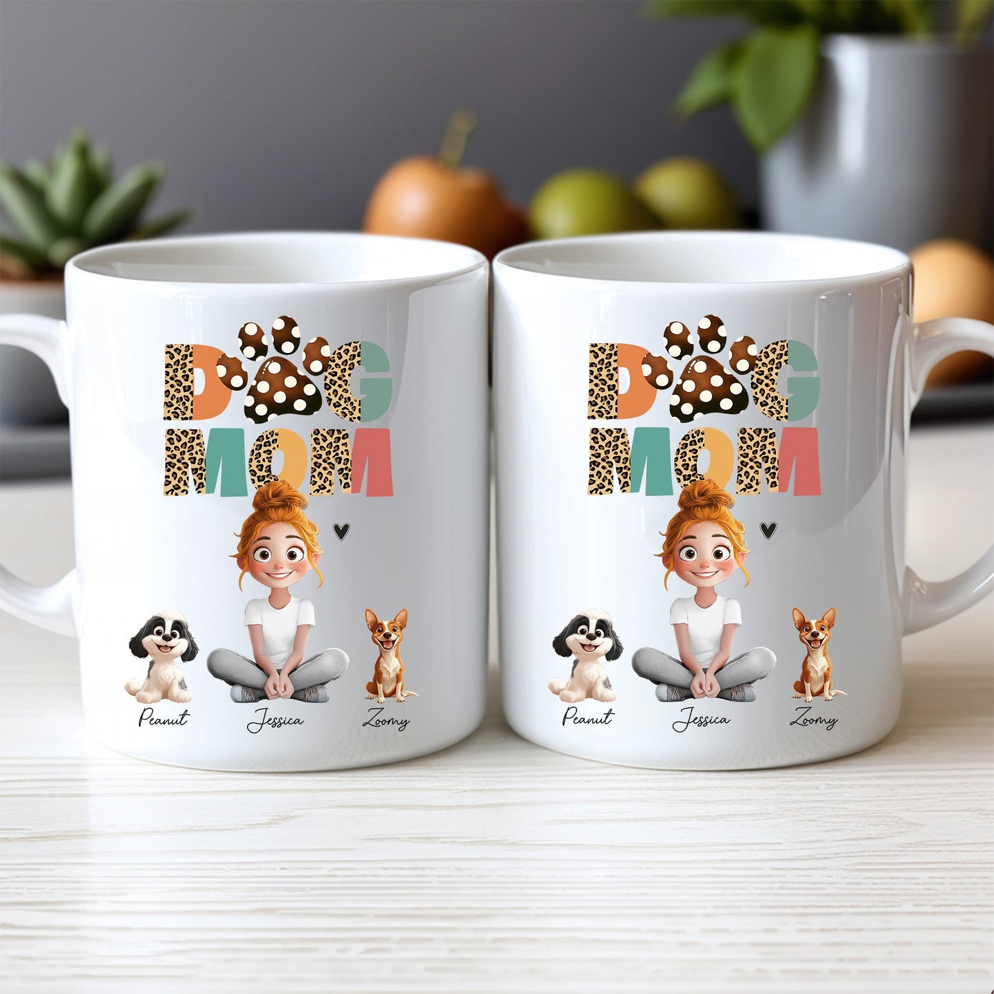 Cartoon Dog Mom Custom Mug – A Unique Surprise for Mother's Day, Valentine's Day, or Pet Lovers