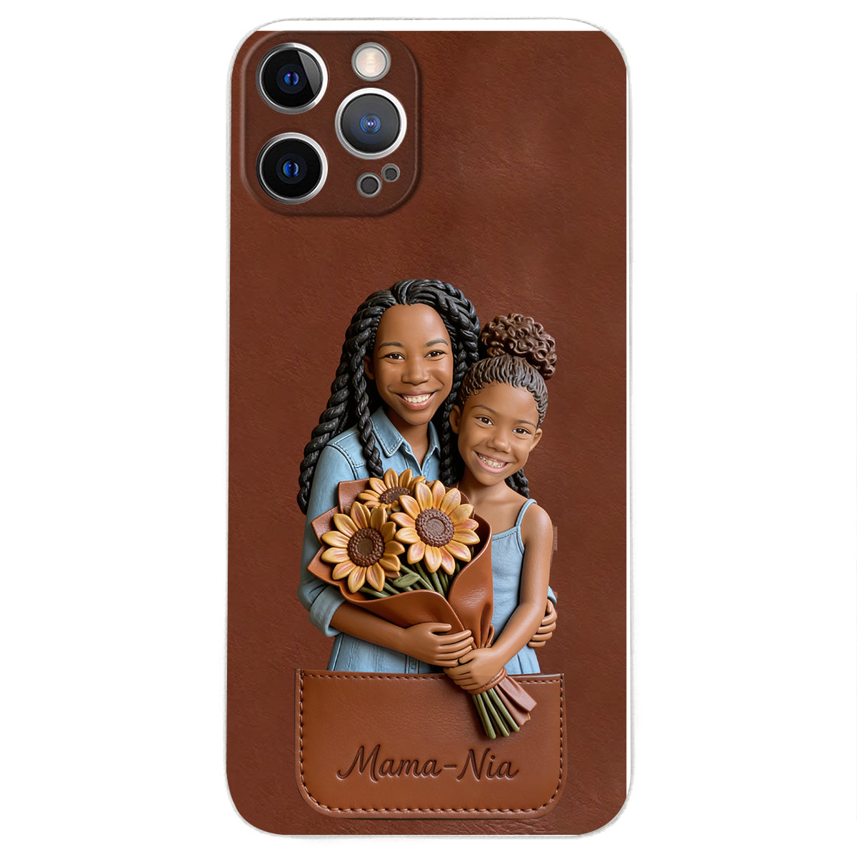 I Love You - Personalized Mother 3D Embossed Leather Phone Case