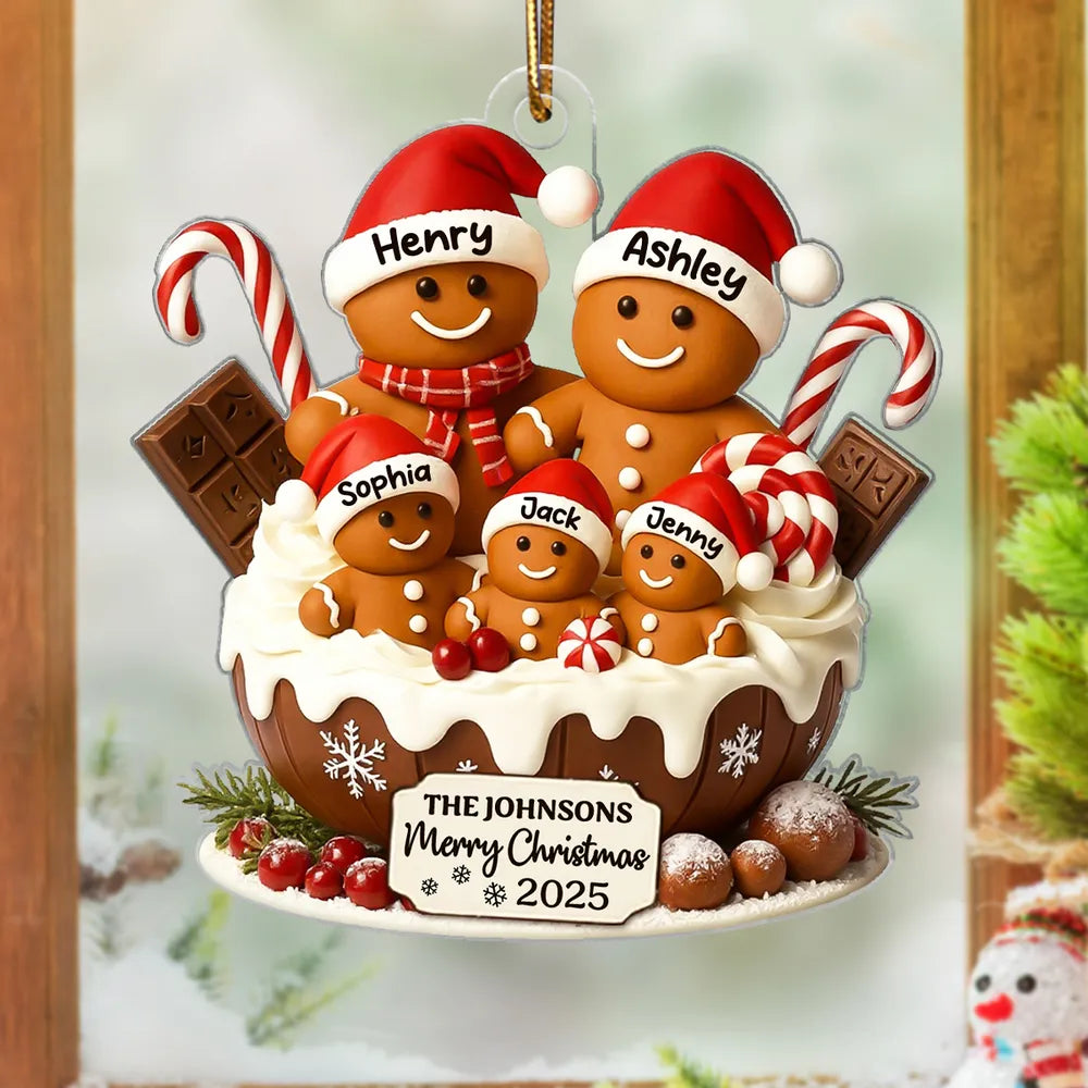 Christmas Gingerbread Family Acrylic Ornament, Personalized Festive Decor with Warm Holiday Vibes, Perfect Gift for Family