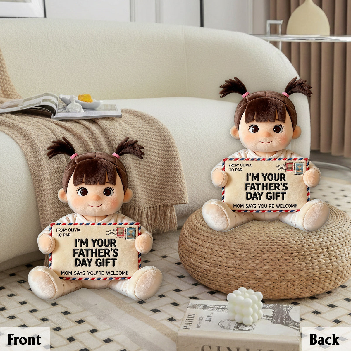 Funny Letter For Dad - Personalized Father Premium Faux Fur Pillow