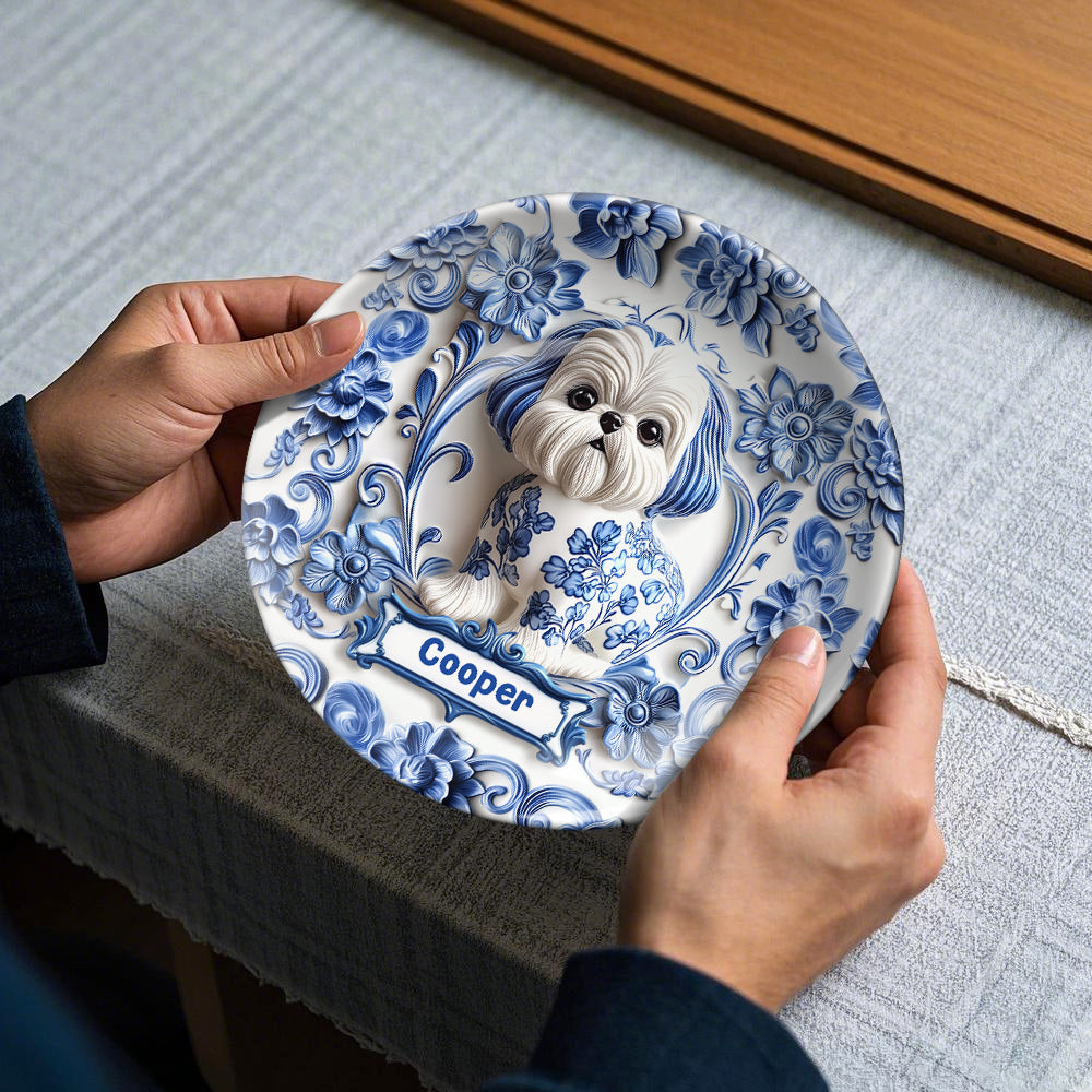 Cute Dog - Personalized Dog Ceramic Round Plate