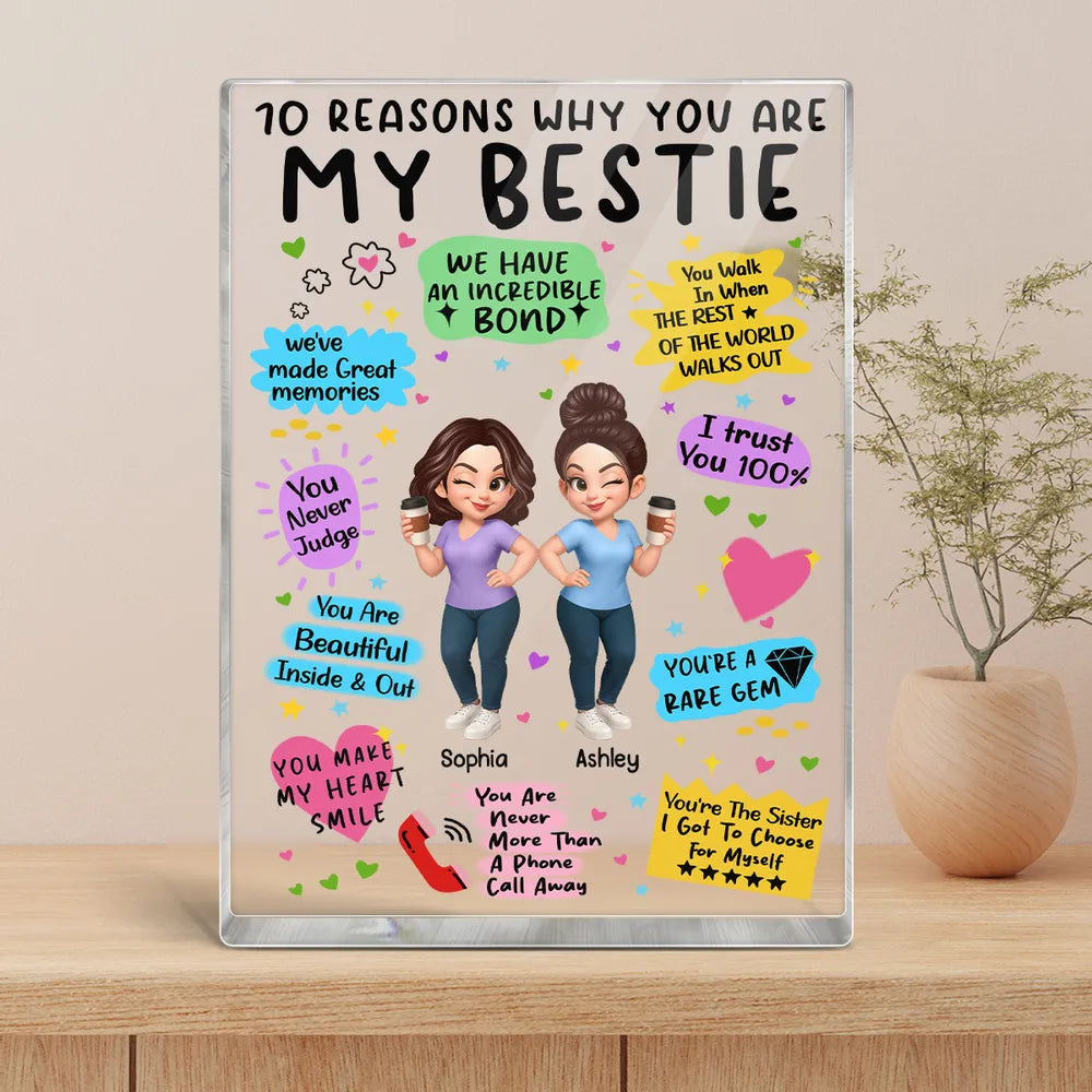 “10 Reasons Why You Are My Bestie” Personalized Acrylic Block Plaque