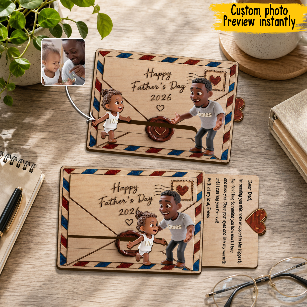 Custom Family Hug - Personalized Father Sliding Ornament