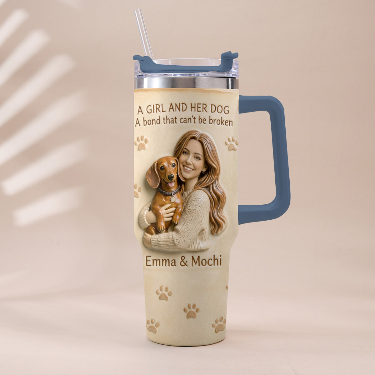 Always By My Side - Personalized Dog Tumbler With Plush Charm