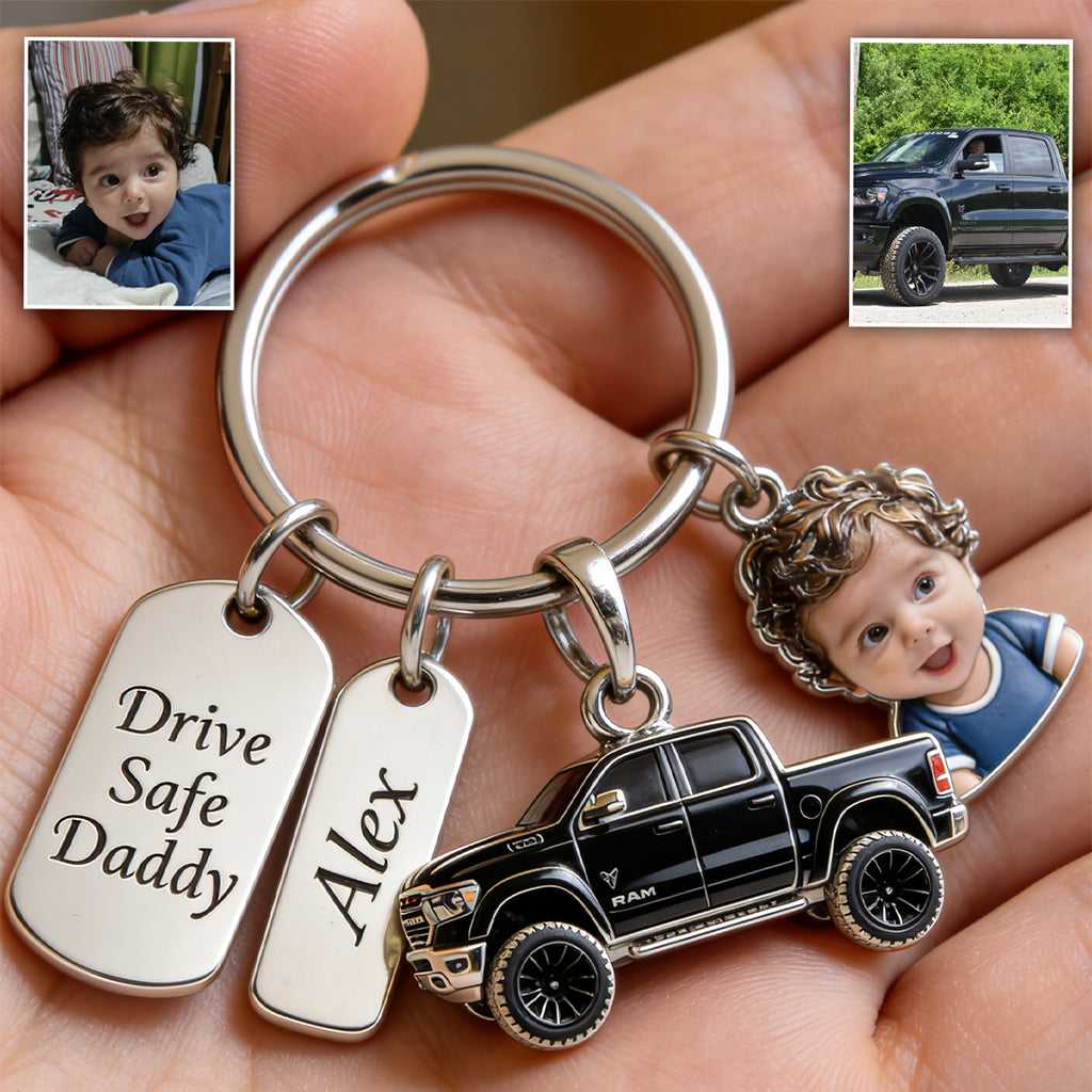 Drive Safe Daddy - Personalized Father Premium Keychain With Charms