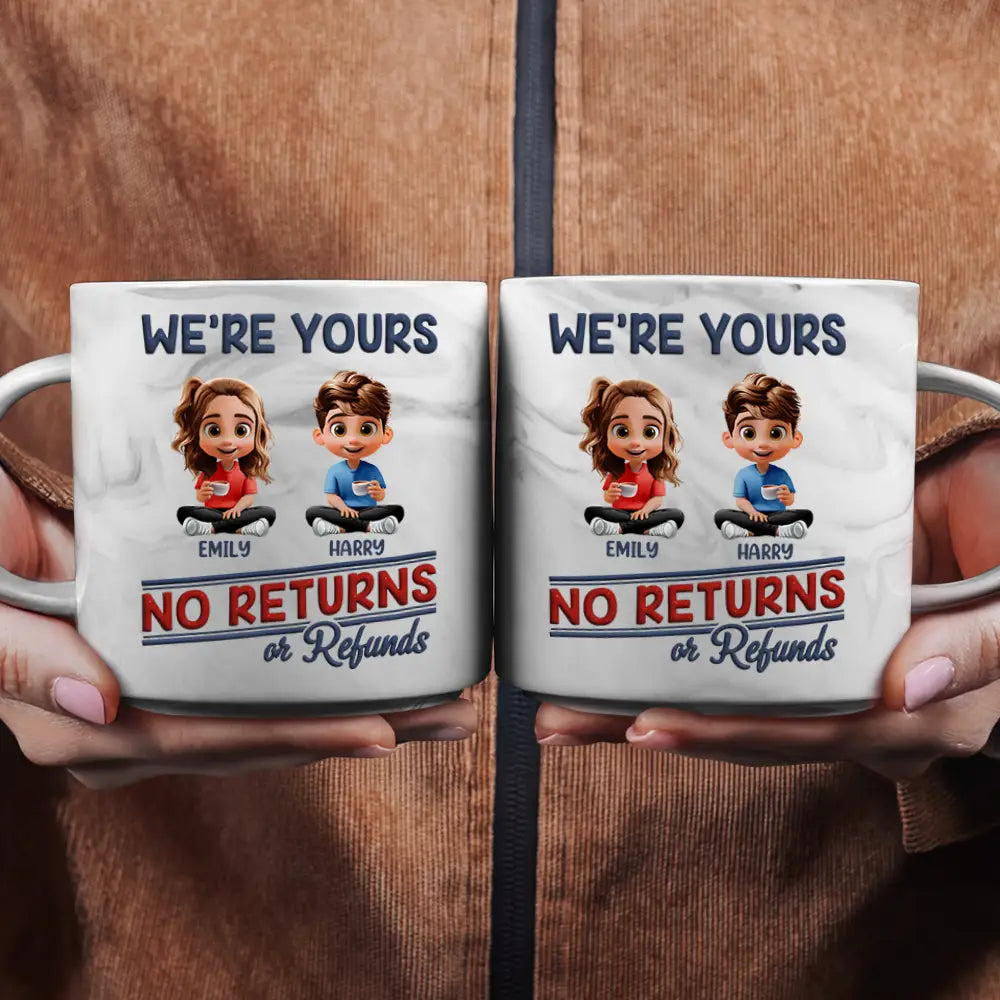 Funny Customizable Marble Mug – ‘No Returns or Refunds’ Family Gift for Parents