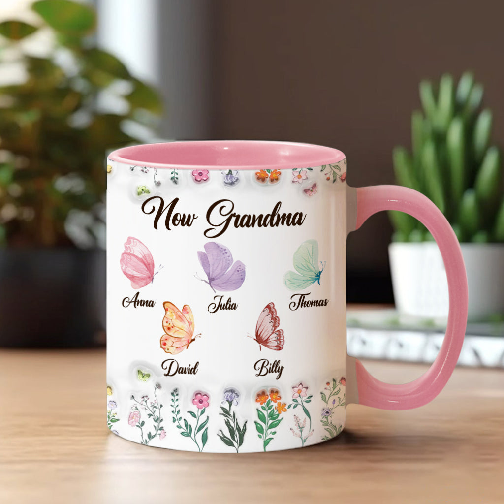 First Mom Now Grandma - Personalized Grandma Accent Mug