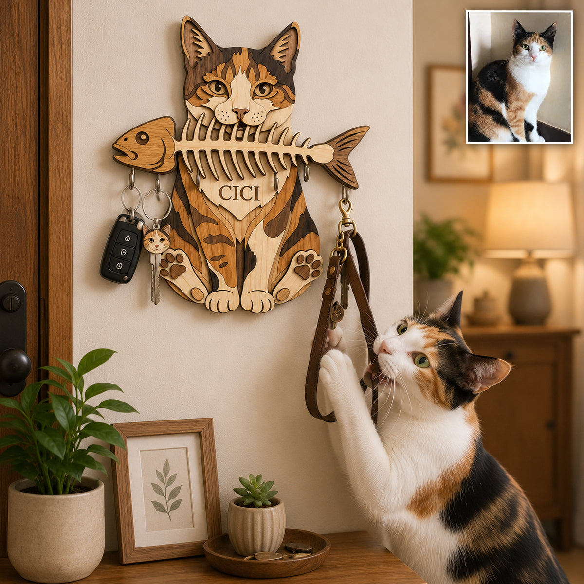 Funny Pet Keyrack - Personalized Cat Custom Shaped Hanging Rack