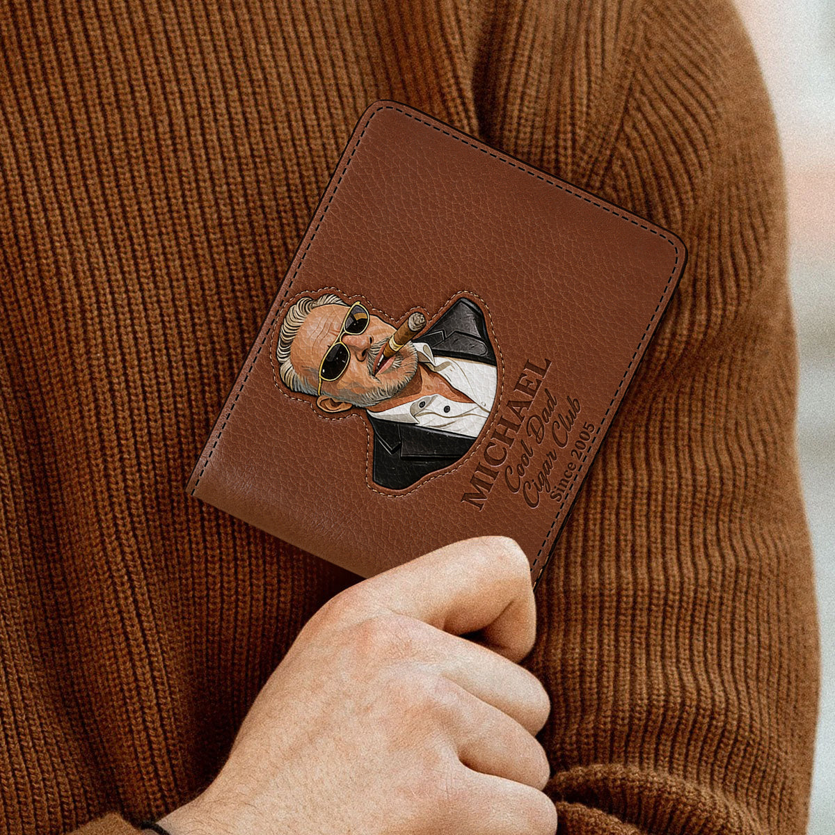 Dad Loves Cigars - Personalized Father Leather Wallet