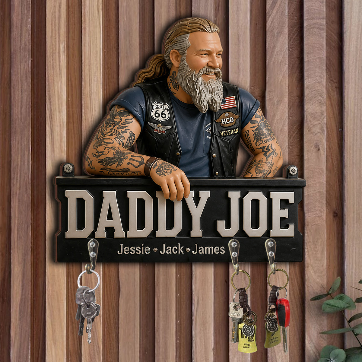 Father's Day Gifts For Dad, Grandpa - Personalized Father Custom Shaped Hanging Rack