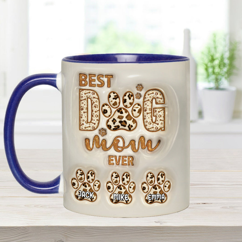 Best Dog Mama Ever - Personalized Dog Accent Mug