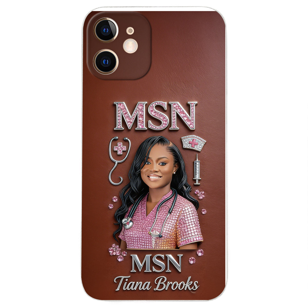 Any Title - Gifts For Nurse, Doctor - Personalized Nurse 3D Embossed Leather Phone Case