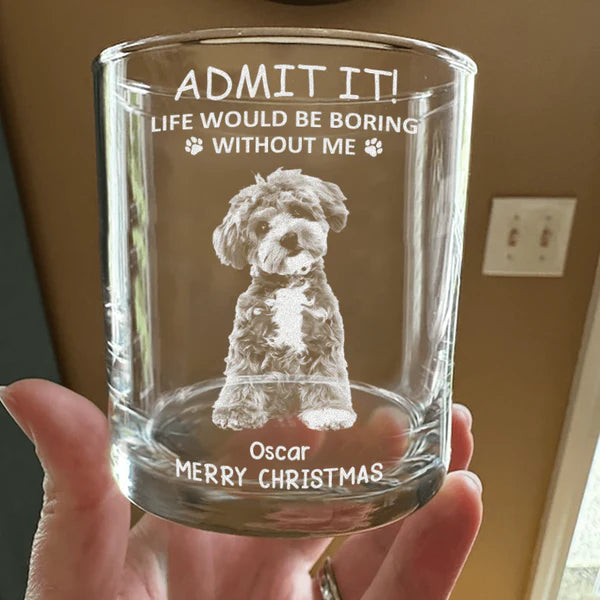 Personalized Christmas Glass Cup - Funny Pet - Themed Gift Cup