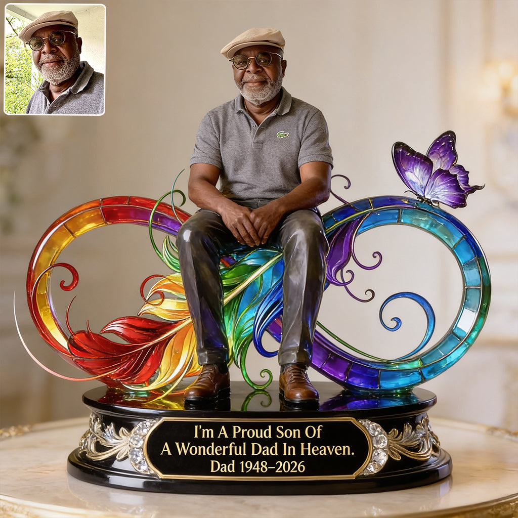 Dad In Heaven - Personalized Memorial Custom Shaped Acrylic Plaque