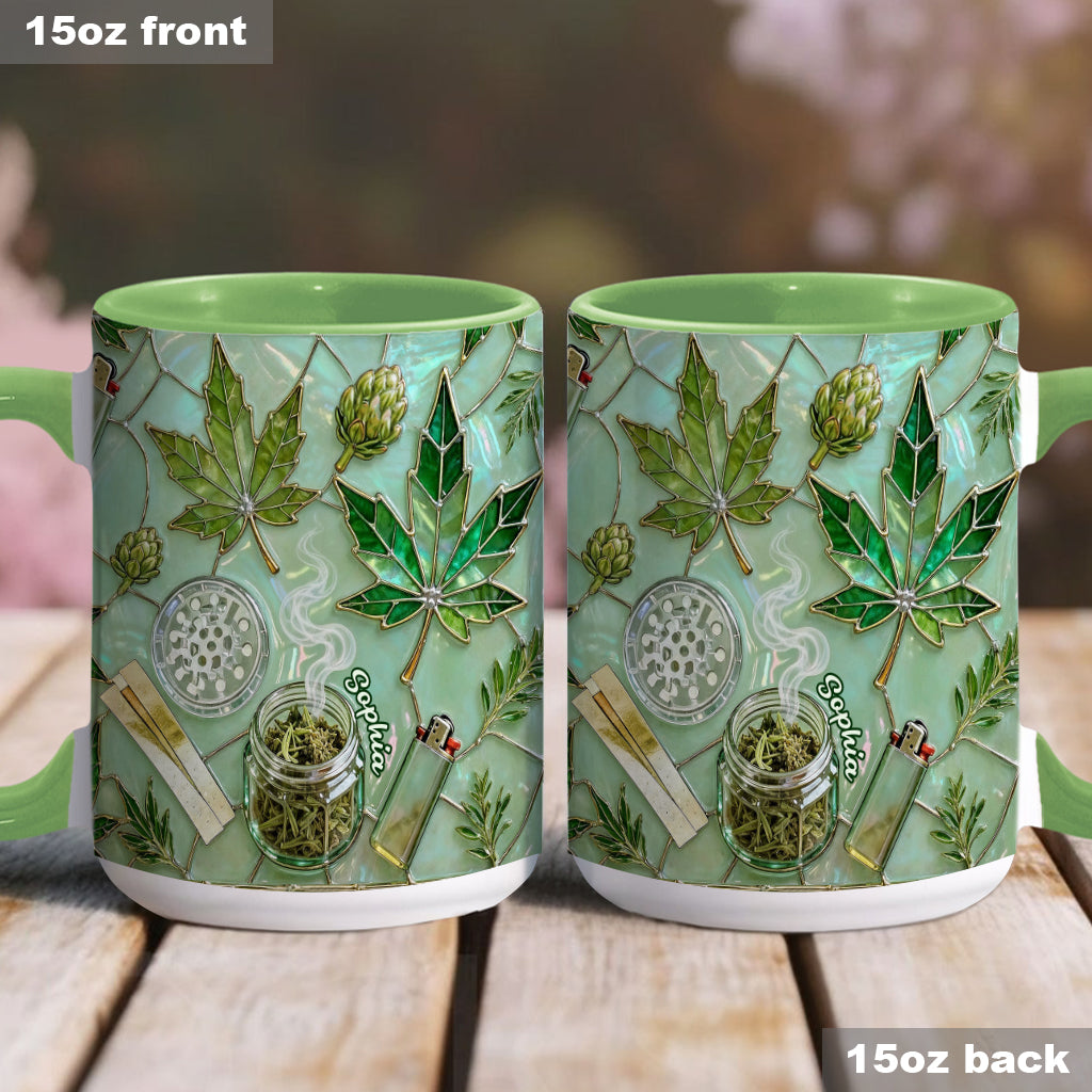 Green Magic Leaf - Personalized Weed Accent Mug & Coaster