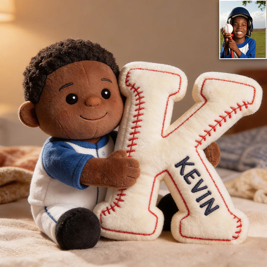 Initial Pillow Custom From Any Photo - Personalized Baseball Premium Faux Fur Pillow
