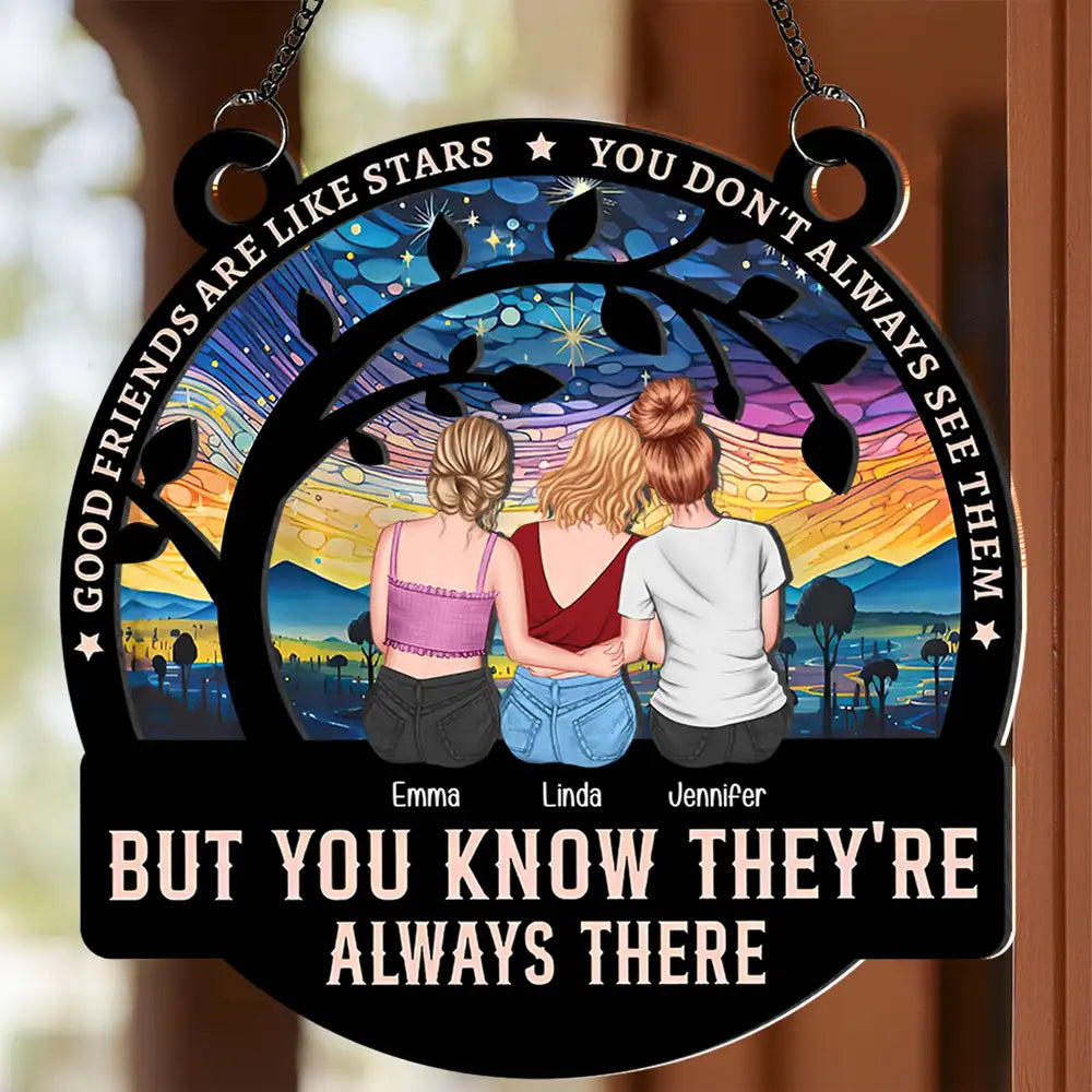 Good Friends Are Like Stars – Personalized Wood and Acrylic Layered Ornament, Gift for Best Friends