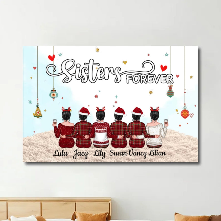 Sisters Forever - Personalized Plaque, Ornament, Poster, Keychain, Blanket or Cup - A Heartfelt Gift for Your Best Friend or Sister