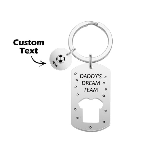 Daddy's Dream Team - Soccer gift for dad, husband - Personalized Football Name Tags Keychain