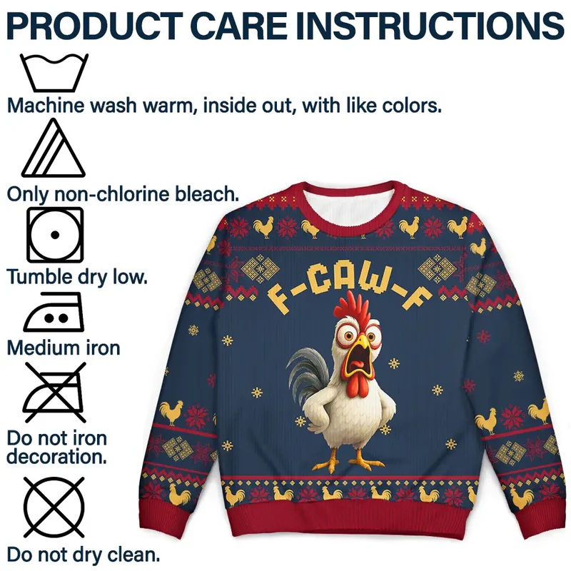 Sweatshirt with Hilarious Rooster Graphic, Ugly Sweater Vibes for Christmas, a unique gift for friends or coworkers