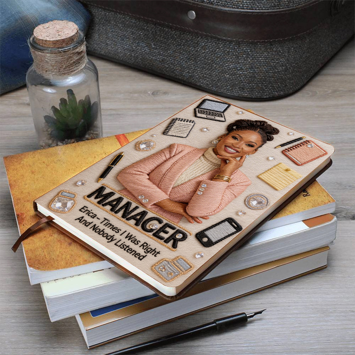Custom Any Photo Funny Gift For Colleagues - Personalized Colleague Leather Journal