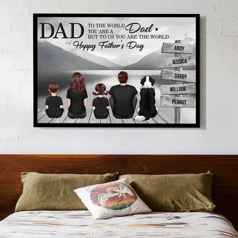 “Dad, You Are the World” Mountain Poster – Personalized Father’s Day Gift