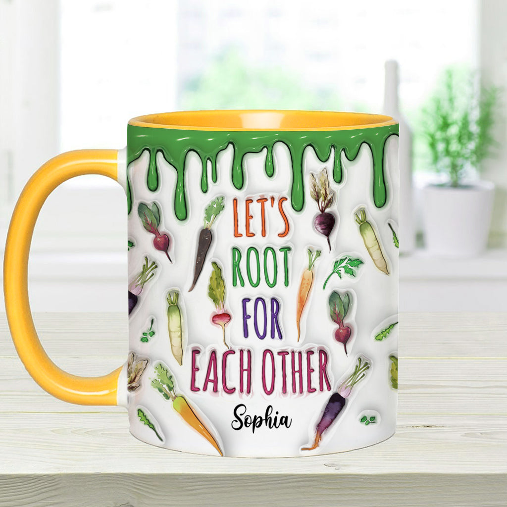 Let's Root For Each Other - Personalized Veganism Accent Mug