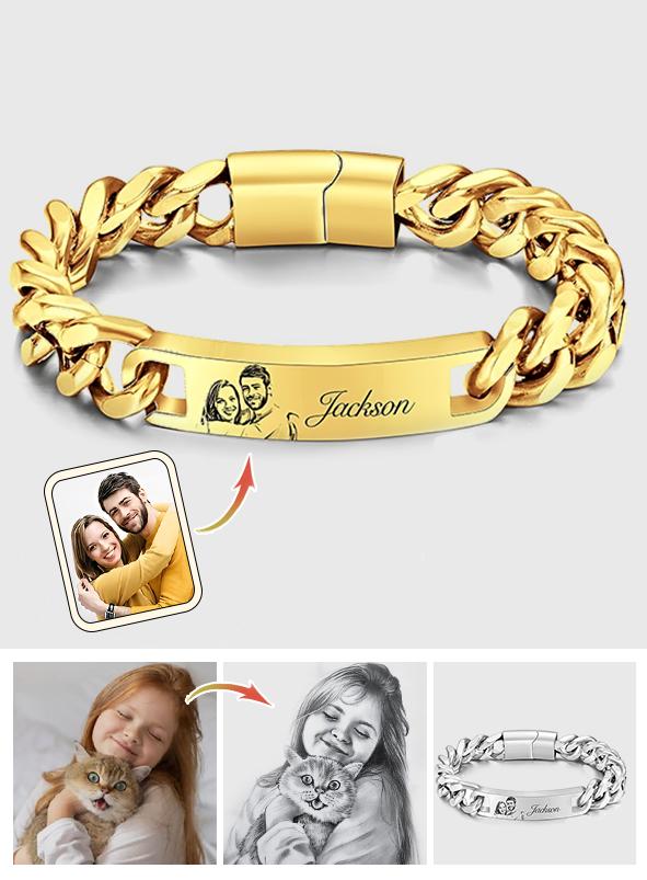 Any Photo - Personalized Couple Photo Vintage Bracelet