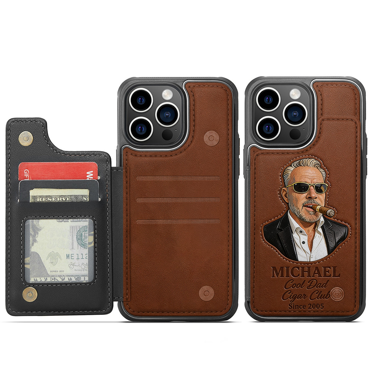 Dad Loves Cigars - Personalized Father Fully Printed Wallet Phone Case