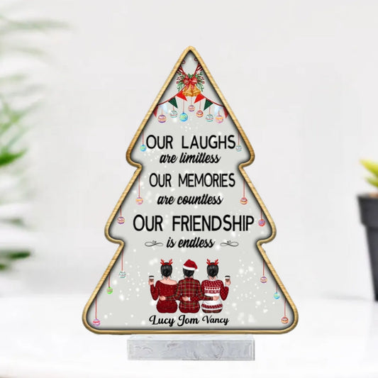 Besties - Our Laughs Are Limitless Our Memories Are Countless Our Friendship Is Endless - Personalized  Plaque, Ornament, Beauty Tools, Jewelry, Cup - Perfect Friendship Gift