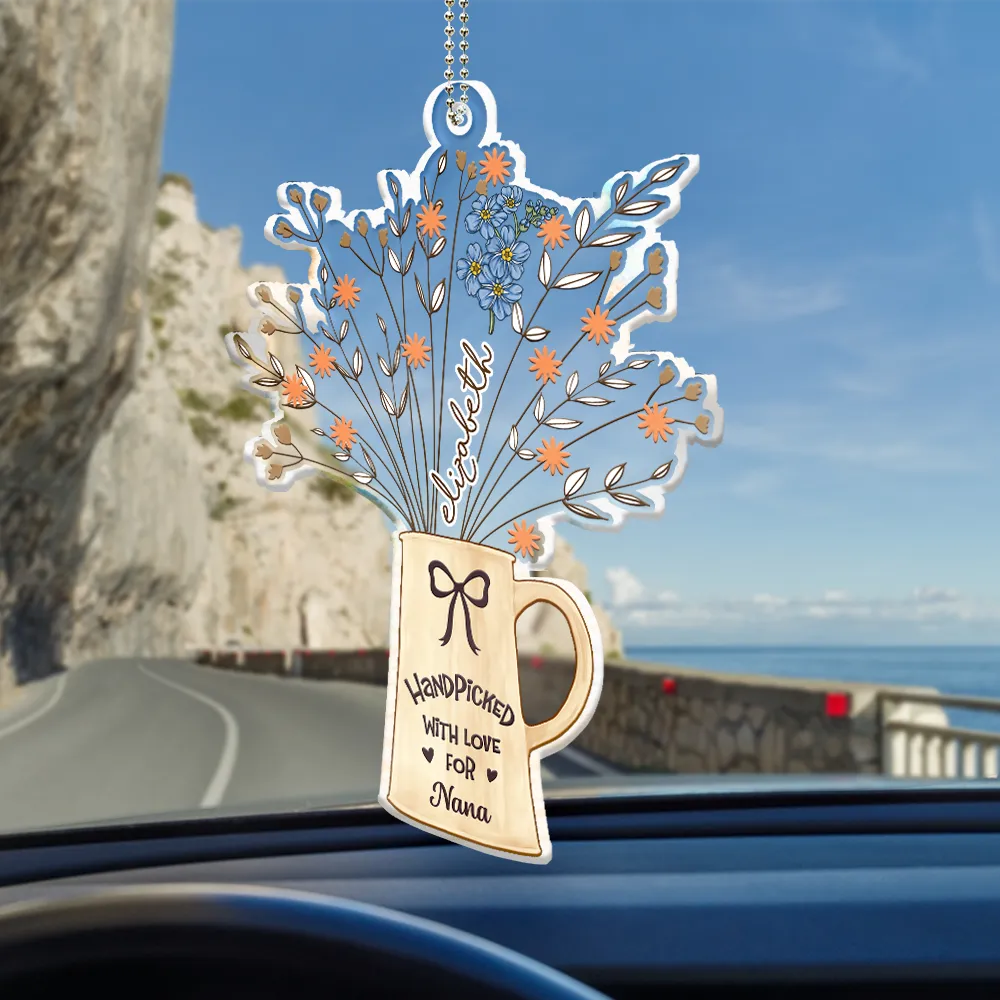 Personalized Mother's Day Ornament - "Handpicked with Love for Mama" Custom Floral Gift