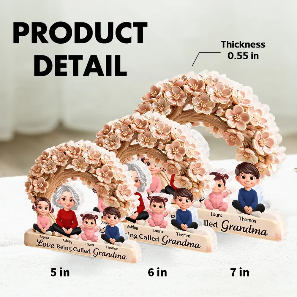 Personalized Shaped Acrylic Block Plaque Love Being Called Grandma Floral Arch Family Keepsake Unique Gift for Grandma