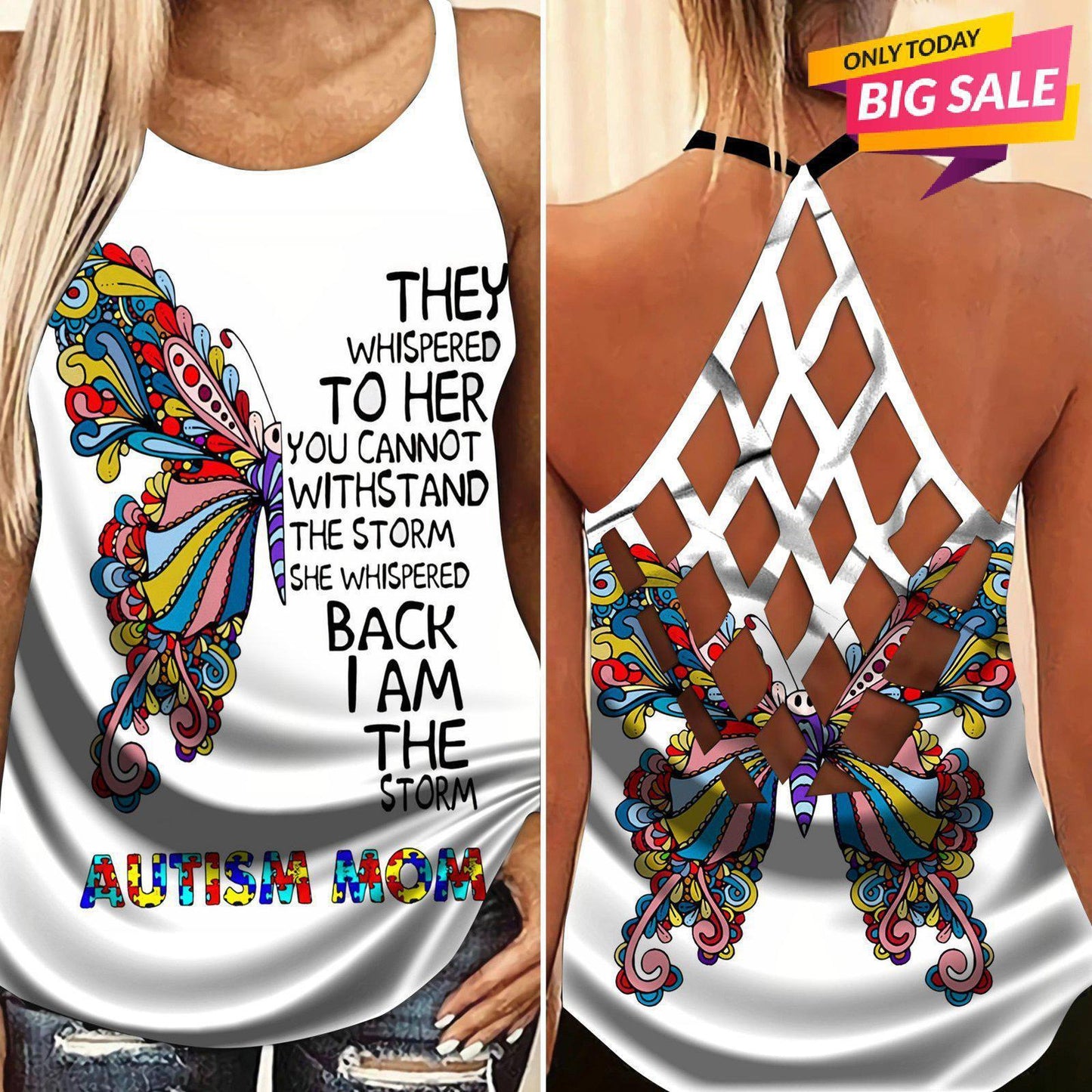 Autism Love - Autism Awareness Cross Tank Top 0921