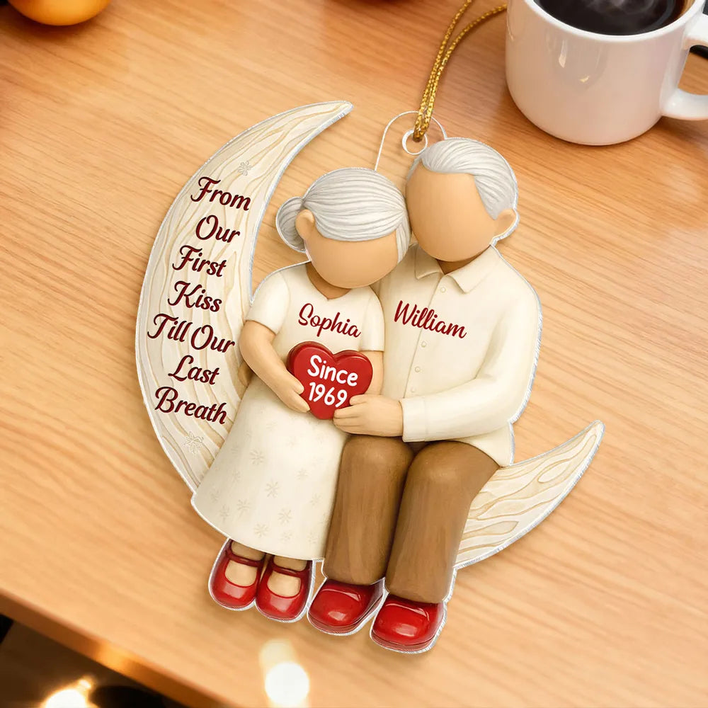 Personalized Crescent Moon Couple Ornament — A Sweet Keepsake Celebrating a Lifetime of Love