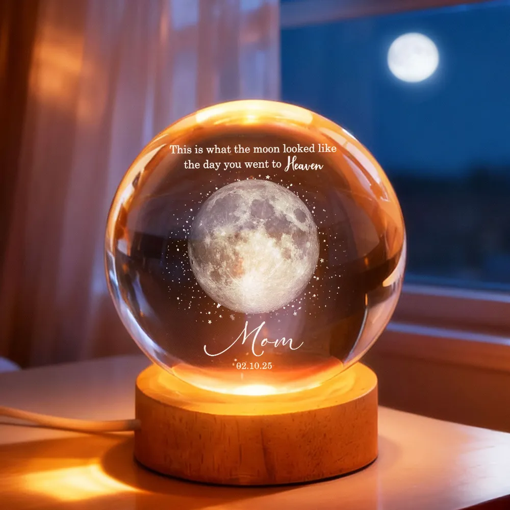 Personalized 3-Color K5 Globe Lamp Moon Phase Memorial Night Light, A Unique Sympathy Gift For Dad