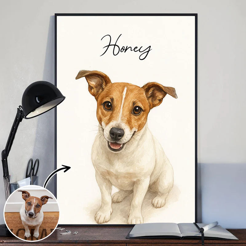 Custom Watercolour Pet Poster – Personalized Dog Portrait