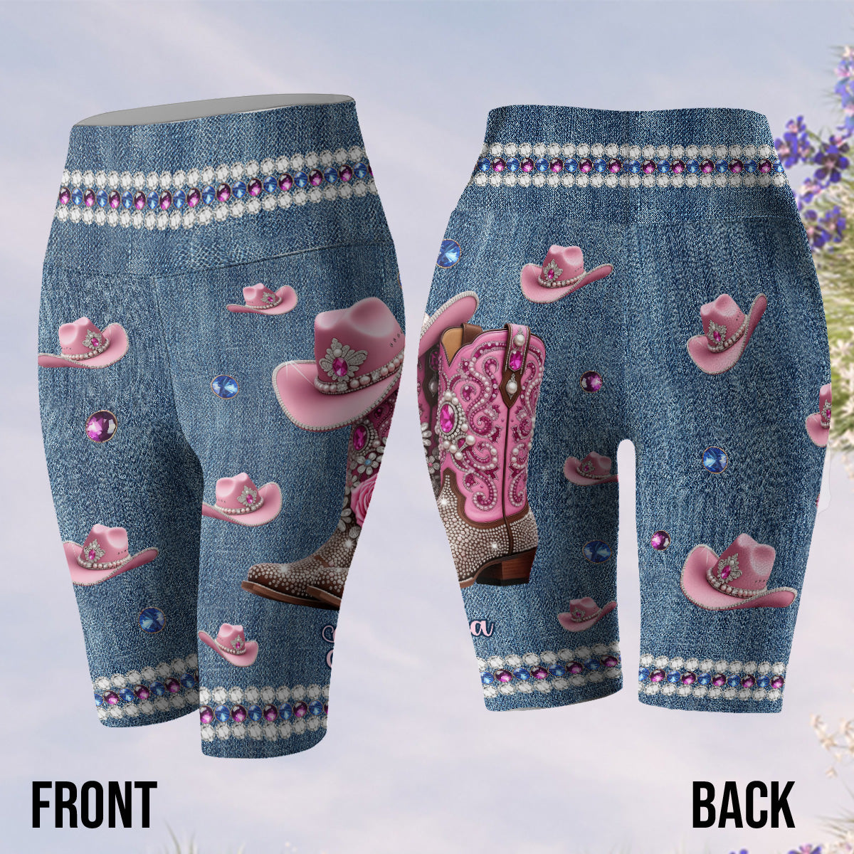 Cool Cowgirl - Personalized Cowgirl High-Waisted Biker Shorts