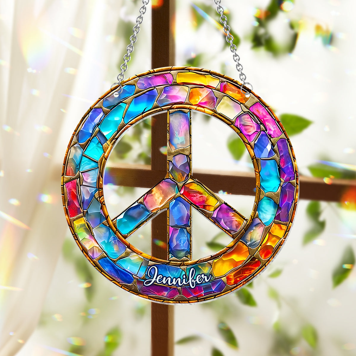 Hippy Soul - Personalized Hippie Window Hanging Suncatcher Ornament