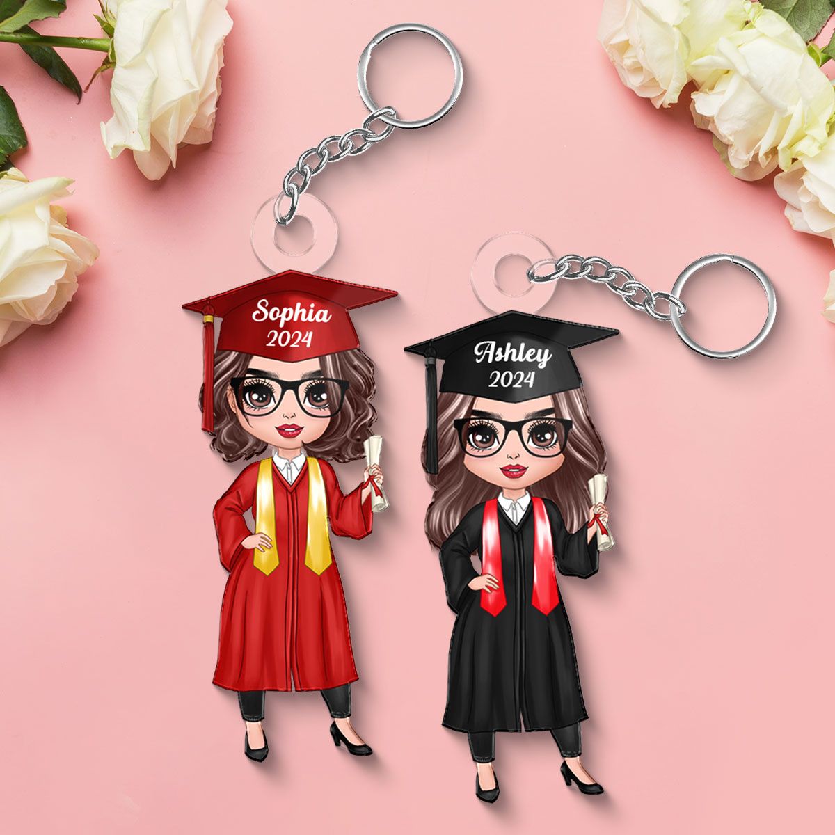 Personalized Graduation Acrylic Keychain, Creative Gift for Classmates, Heartwarming Graduation Gift from Parents